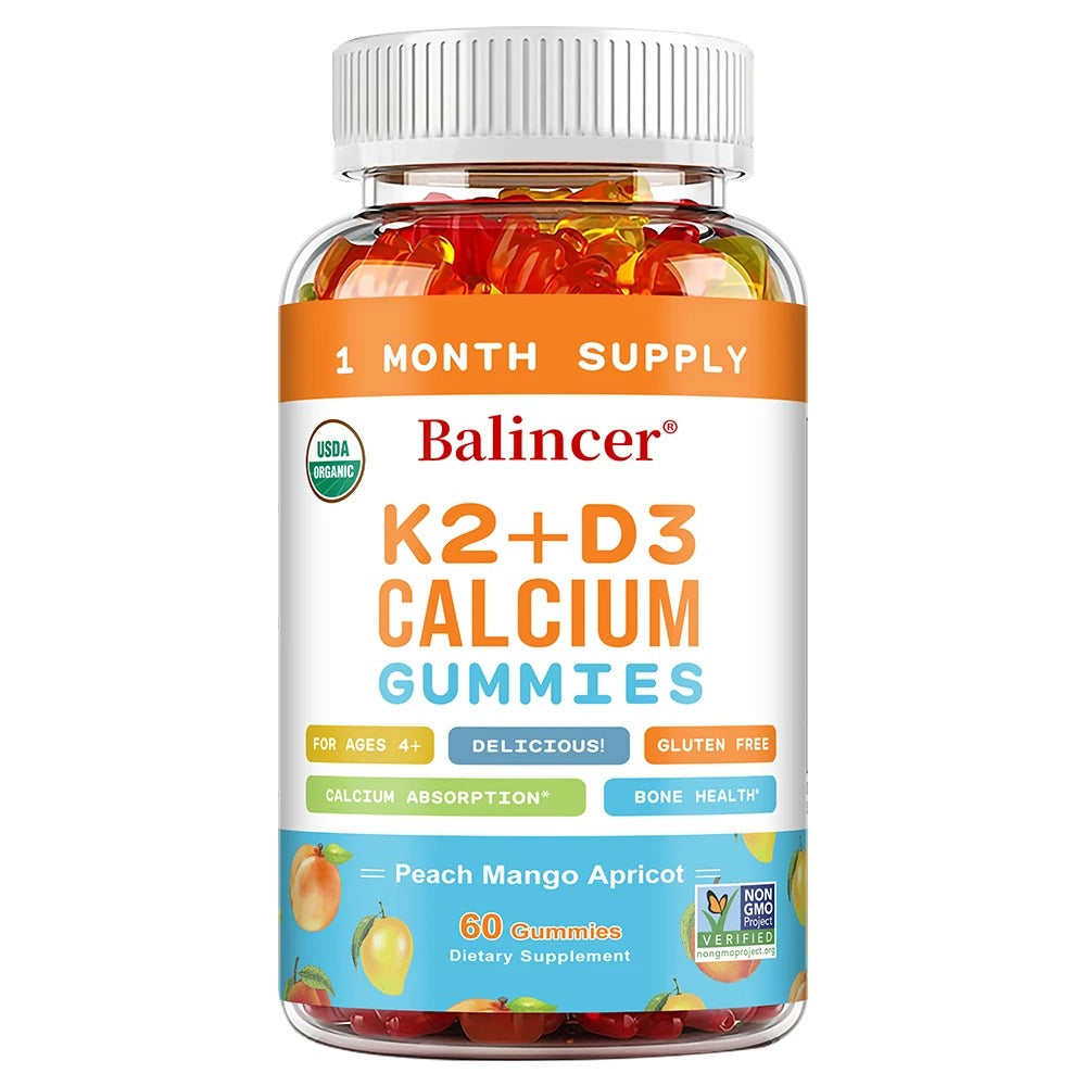 3-in-1 Gummies with Vitamins D, K2, and Calcium Supplements To Support Bone and Heart Health and Boost Immune Health