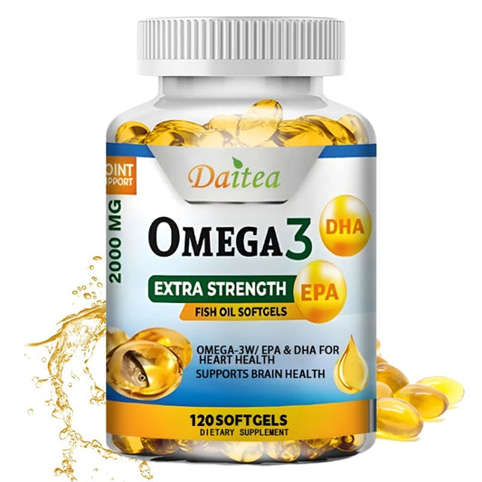 Omega 3 Fish Oil Supplement - 2000 Mg, Pure EPA DHA Omega 3 Supplements Nerves and Joints, for Women and Men 120 Capsules