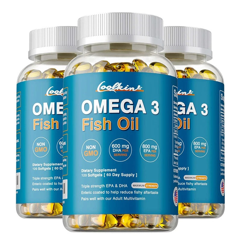 Omega 3 Fish Oil Capsule Supplement Rich in DHA EPA Antioxidant Skin Eyes Immune System