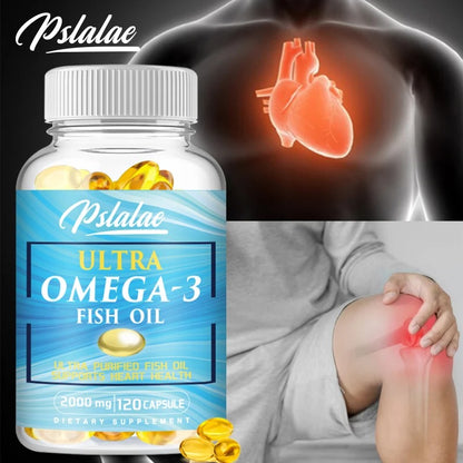 Omega 3 Fish Oil - Rich in DHA & EPA, for Brain & Nervous System, Skin and Hair Health, Antioxidants - Easy To Swallow