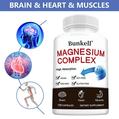 Triple Magnesium Complex - Improve Sleep Quality, Increase Energy, Boost Digestive System, and Improve Immunity, 120 Capsules