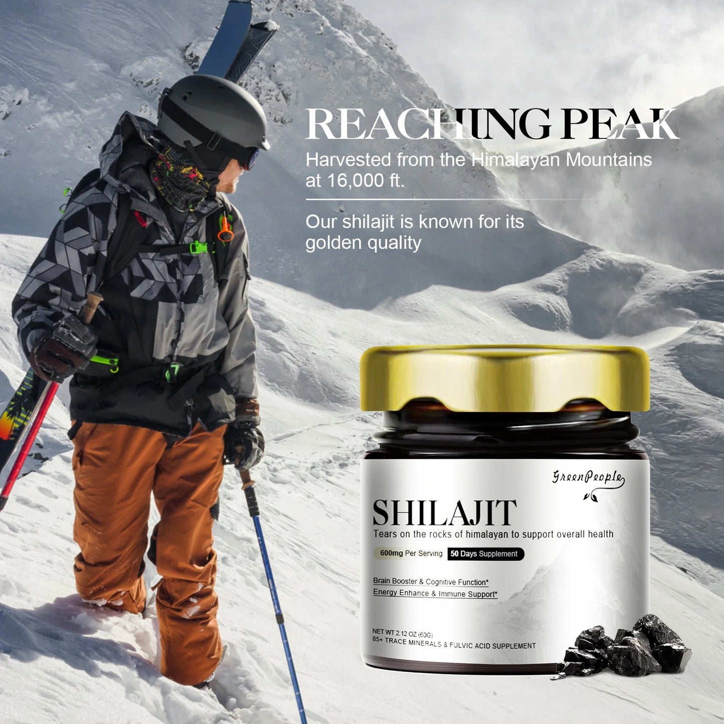 100% High Purity Shilajit Mineral Supplements with 85+ Trace Minerals & Fulvic Acid Boost Energy & Focus For Men & Women
