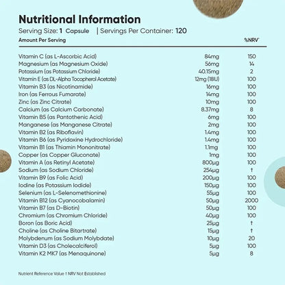 Multivitamins and Minerals Supplements - Maintain Bone Health, Help Relieve Fatigue, and Promote Red Blood Cell Production