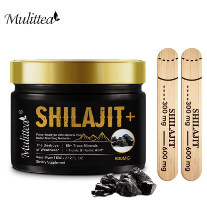 Mulittea High Purity Original Shilajit Mineral Supplements with 85+ Trace Minerals & Fulvic Acid for Man Energy Stamina