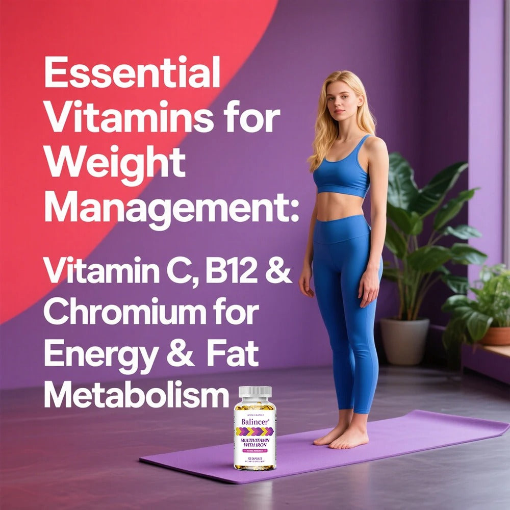 Multivitamins with Iron,Weight Management Capsules,Helps Burn Belly Fat,Boost The Immune System,Support Energy Metabolism