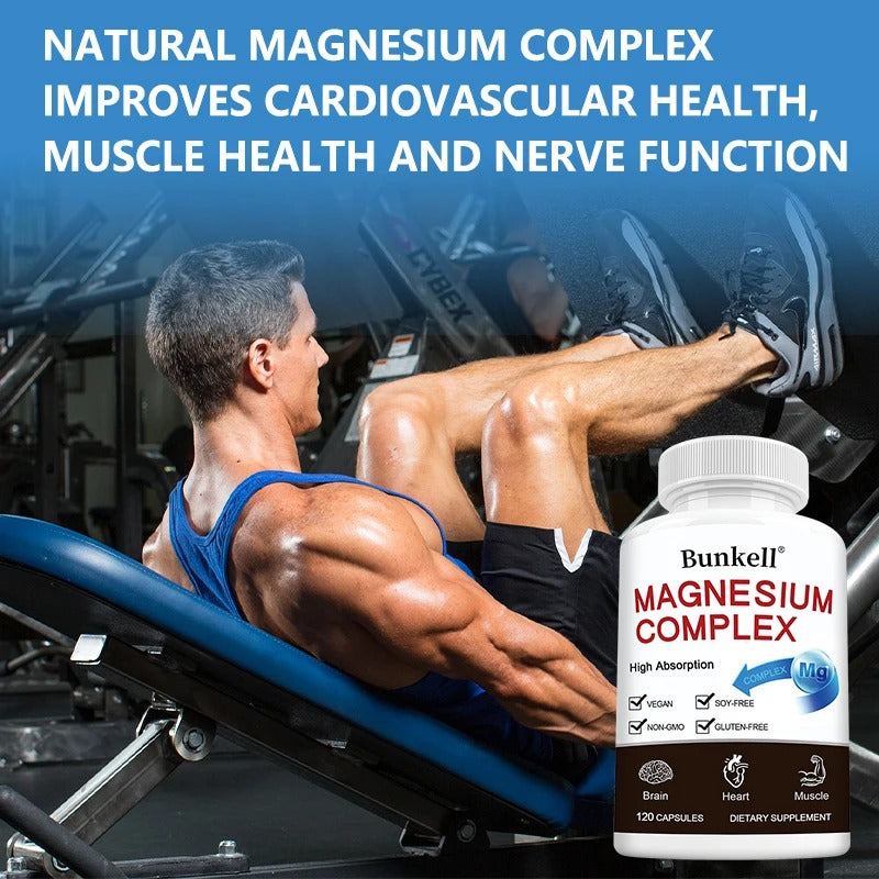 Triple Magnesium Complex - Improve Sleep Quality, Increase Energy, Boost Digestive System, and Improve Immunity, 120 Capsules