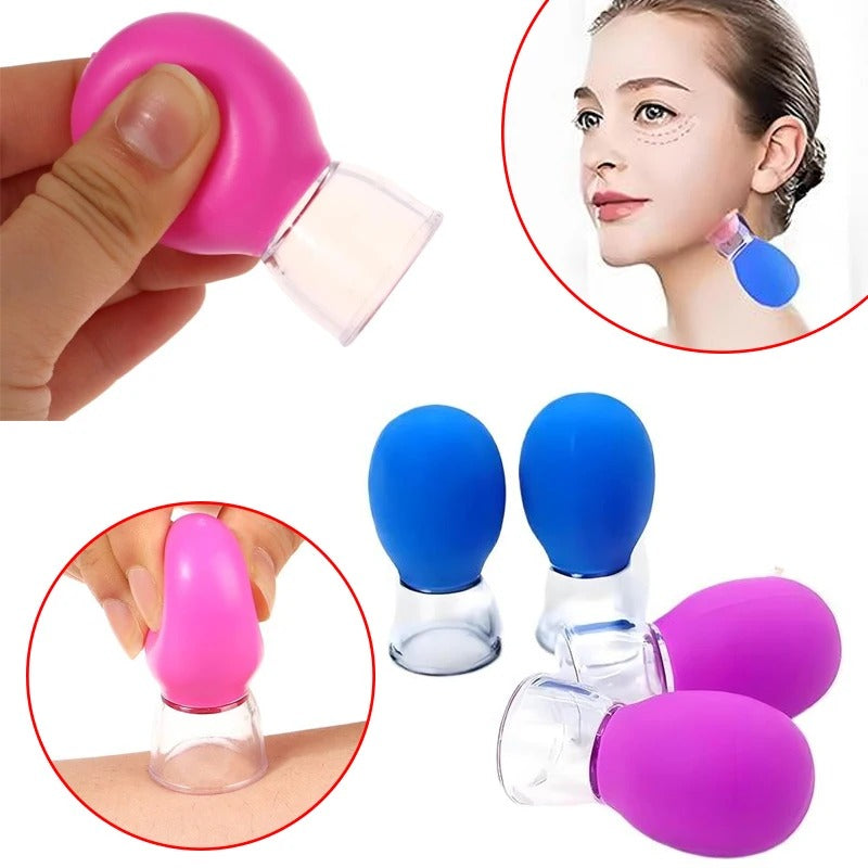 5Pcs Silicone Cupping Massage Cup For Body Face Neck Eye Massager Vacuum Tank Body Facial Care, Anti-aging Beauty Tool
