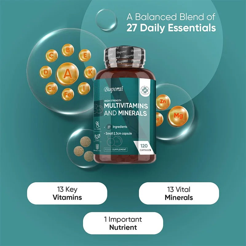 Multivitamins and Minerals Supplements - Maintain Bone Health, Help Relieve Fatigue, and Promote Red Blood Cell Production