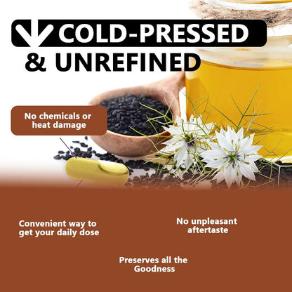 Black Seed Oil Supplement-Supports Skin,Digestion,Joints,Immune Health,Respiratory Health,Promotes Hair Growth,120 Capsules