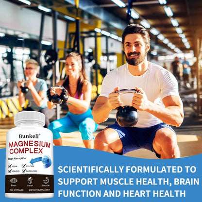Triple Magnesium Complex - Improve Sleep Quality, Increase Energy, Boost Digestive System, and Improve Immunity, 120 Capsules