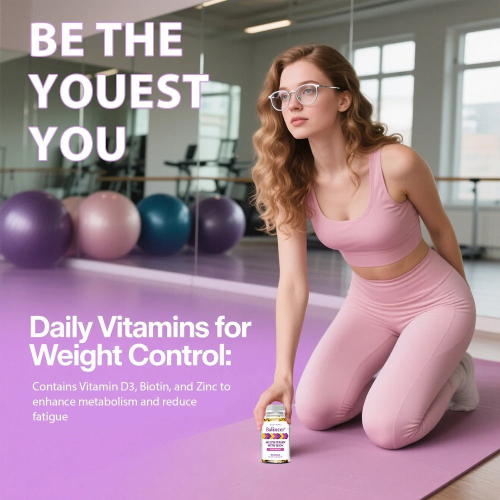 Multivitamins with Iron,Weight Management Capsules,Helps Burn Belly Fat,Boost The Immune System,Support Energy Metabolism