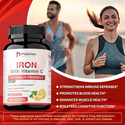 Iron Supplement - Promotes Red Blood Cell Production and Metabolism, Supports Immune and Brain Health, and Boosts Energy Levels