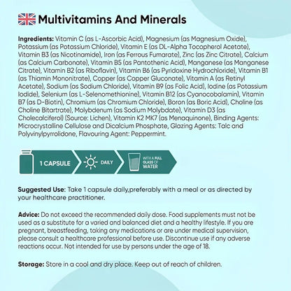 Multivitamins and Minerals Supplements - Maintain Bone Health, Help Relieve Fatigue, and Promote Red Blood Cell Production