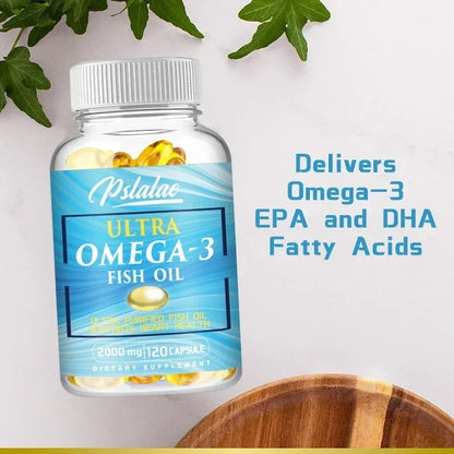 Omega 3 Fish Oil - Rich in DHA & EPA, for Brain & Nervous System, Skin and Hair Health, Antioxidants - Easy To Swallow