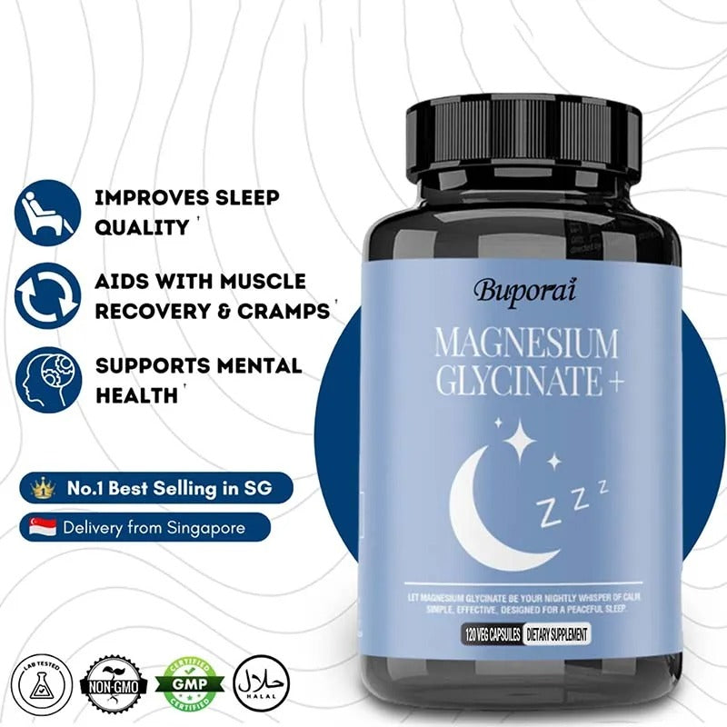 Magnesium Glycinate - Support Stress Relief, Sleep, Heart Health, Nerves, Muscles, and Metabolism