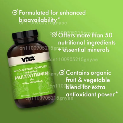 Multi Vitamin Complex Minerals, Chelated Minerals+active B Vitamins Containing Folic Acid (60 Capsules)