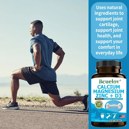 Bcuelov Calcium Magnesium Zinc & Vitamin D3 Capsules for Immune System, Bone, Nervous System Health Support Supplement Non-GMO