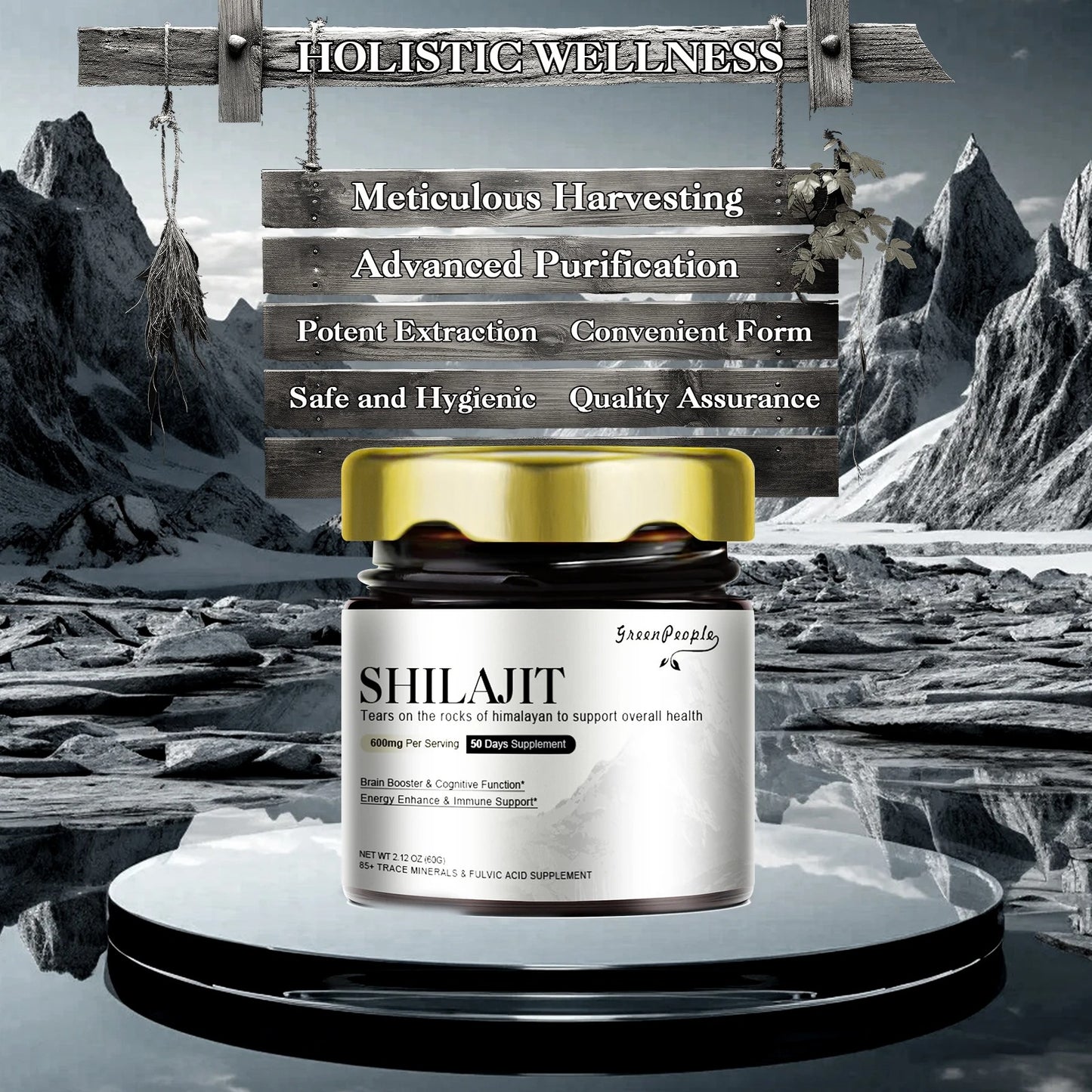 100% High Purity Shilajit Mineral Supplements with 85+ Trace Minerals & Fulvic Acid Boost Energy & Focus For Men & Women
