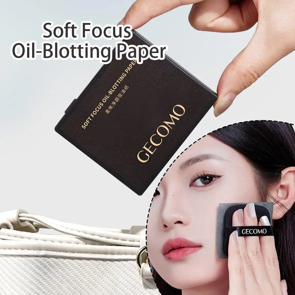 100 Sheets Oil Blotting Papers With Case & Makeup Puff Oil Absorbing Sheets Bamboo Charcoal Face Oil Blotting Sheets For Make Up