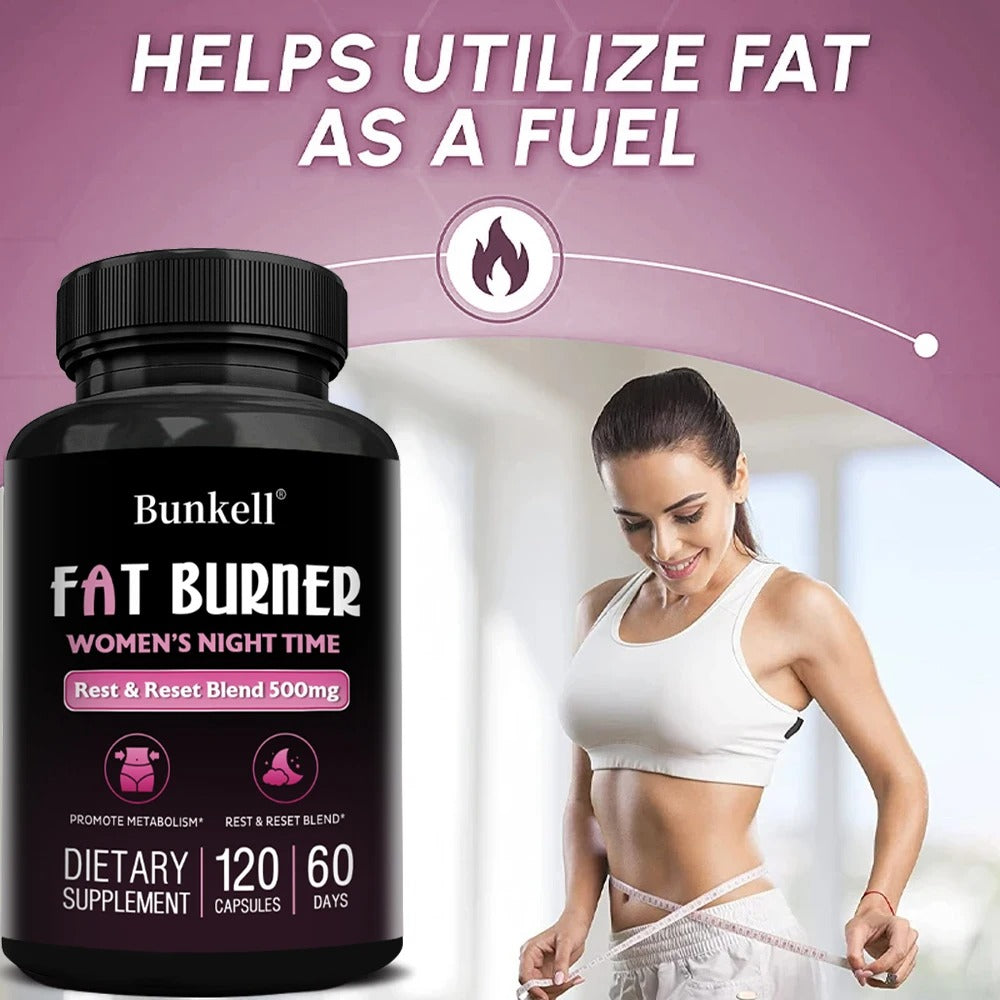 Nighttime Fat Burner, Sleep Supplement, Supports Metabolism, Muscle Growth, Detoxification, 120 Capsules
