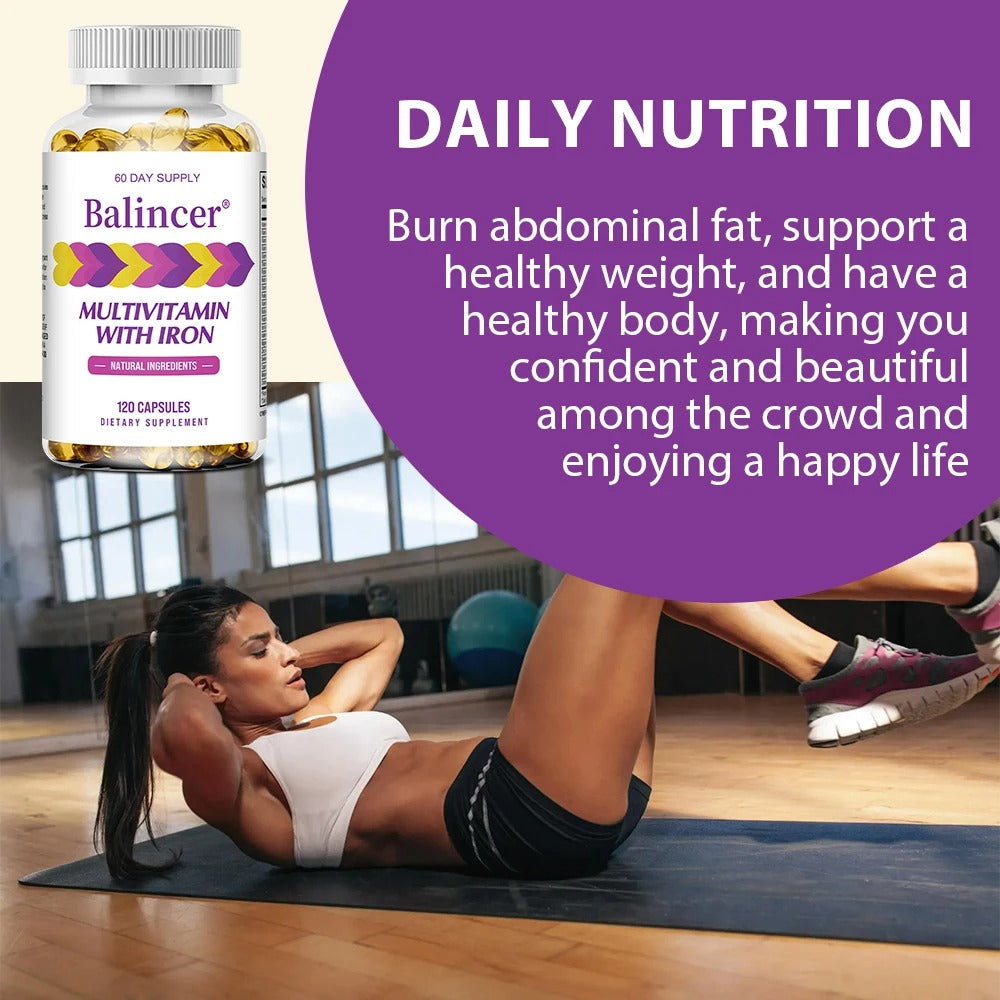 Multivitamins with Iron,Weight Management Capsules,Helps Burn Belly Fat,Boost The Immune System,Support Energy Metabolism