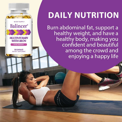 Multivitamins with Iron,Weight Management Capsules,Helps Burn Belly Fat,Boost The Immune System,Support Energy Metabolism