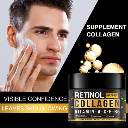 Men's Retinol Face Cream Collagen Tightens Skin Smoothes Wrinkles Shrinks Pores Brightens Face Makes Skin Look More Energetic