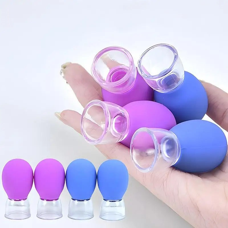 5Pcs Silicone Cupping Massage Cup For Body Face Neck Eye Massager Vacuum Tank Body Facial Care, Anti-aging Beauty Tool