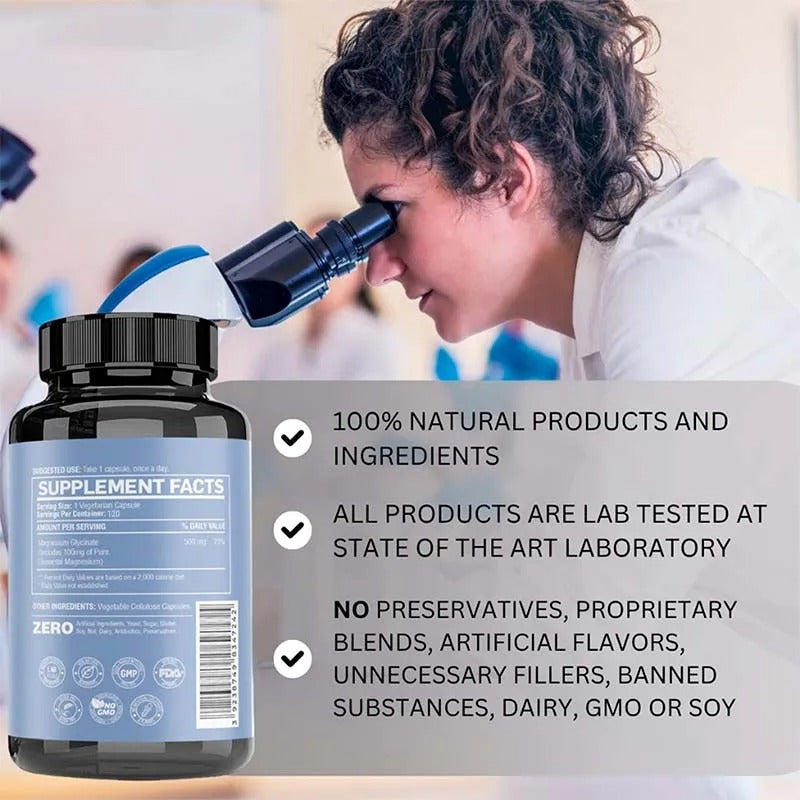 Magnesium Glycinate - Support Stress Relief, Sleep, Heart Health, Nerves, Muscles, and Metabolism