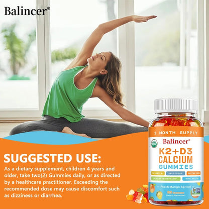 3-in-1 Gummies with Vitamins D, K2, and Calcium Supplements To Support Bone and Heart Health and Boost Immune Health