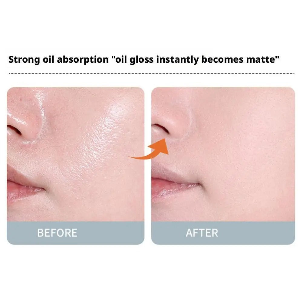 100 Sheets Oil Blotting Papers With Case & Makeup Puff Oil Absorbing Sheets Bamboo Charcoal Face Oil Blotting Sheets For Make Up