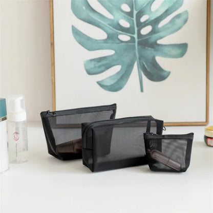 1PCS Women Men Necessary Cosmetic Bag Transparent Travel Organizer Fashion Small Large Black Toiletry Bags Makeup Pouch