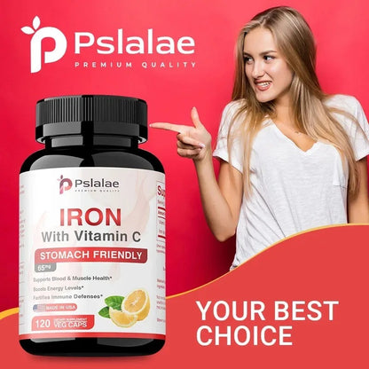 Iron Supplement - Promotes Red Blood Cell Production and Metabolism, Supports Immune and Brain Health, and Boosts Energy Levels