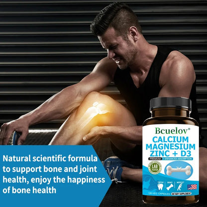 Bcuelov Calcium Magnesium Zinc & Vitamin D3 Capsules for Immune System, Bone, Nervous System Health Support Supplement Non-GMO
