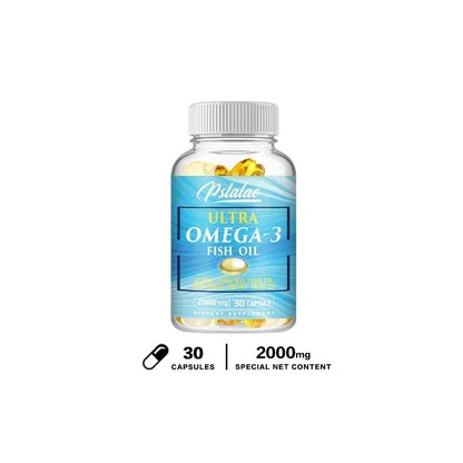 Omega 3 Fish Oil - Rich in DHA & EPA, for Brain & Nervous System, Skin and Hair Health, Antioxidants - Easy To Swallow