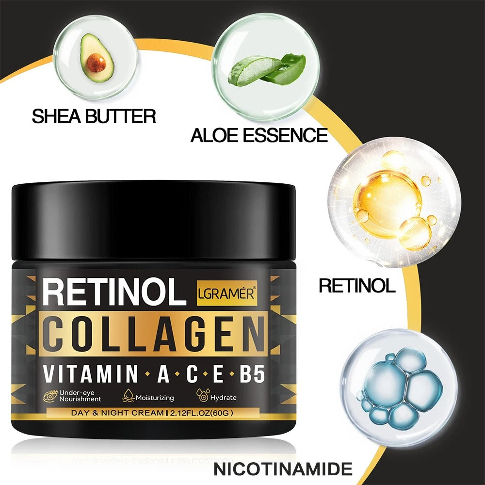 Men's Retinol Face Cream Collagen Tightens Skin Smoothes Wrinkles Shrinks Pores Brightens Face Makes Skin Look More Energetic