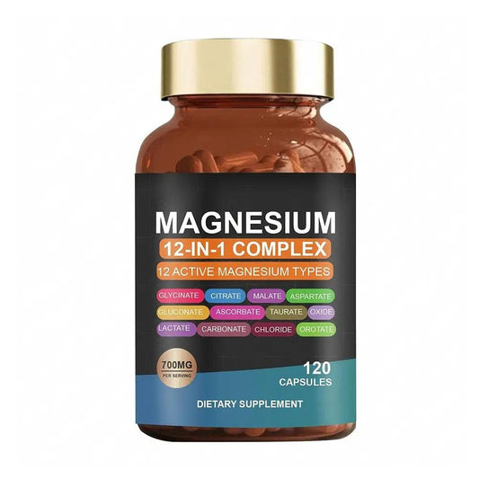 12-in-1 Magnesium Capsule For Bone, Muscle & Heart Health Supplement, Sleep Support,Muscle Relaxation,Stress & Anxiety Relief