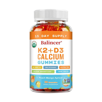 3-in-1 Gummies with Vitamins D, K2, and Calcium Supplements To Support Bone and Heart Health and Boost Immune Health
