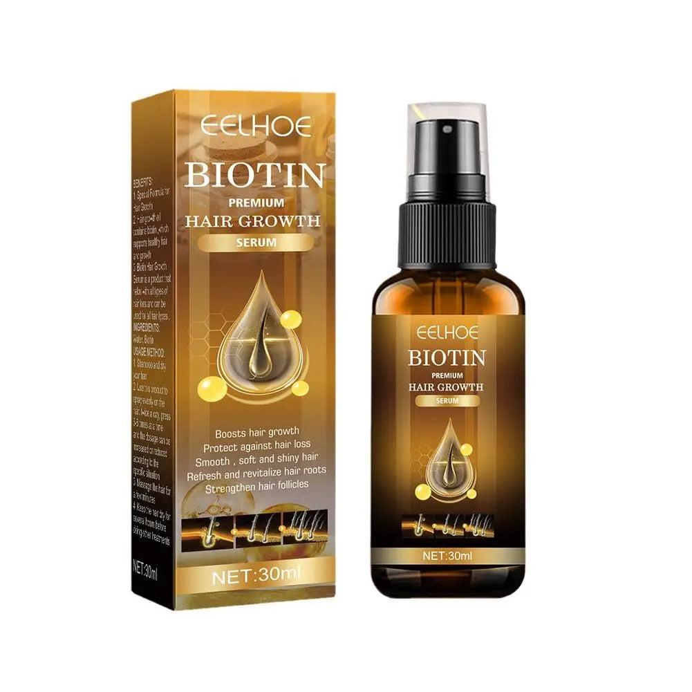 EELHOE Biotin Hair Spray For Man Women 30ml Repair Damage Restore Oil Scalp Repair Serum Spray Thicken Hair Care