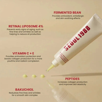 Korean 1988 Retinol Face Care Serum,Black Ginseng Niacinamide Vitamin C Moisturizing Firming Ampoule,Anti Aging Wrinkle Skincare