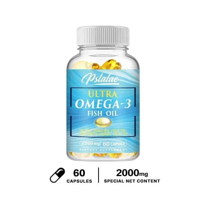 Omega 3 Fish Oil - Rich in DHA & EPA, for Brain & Nervous System, Skin and Hair Health, Antioxidants - Easy To Swallow
