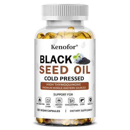 Black Seed Oil Supplement-Supports Skin,Digestion,Joints,Immune Health,Respiratory Health,Promotes Hair Growth,120 Capsules