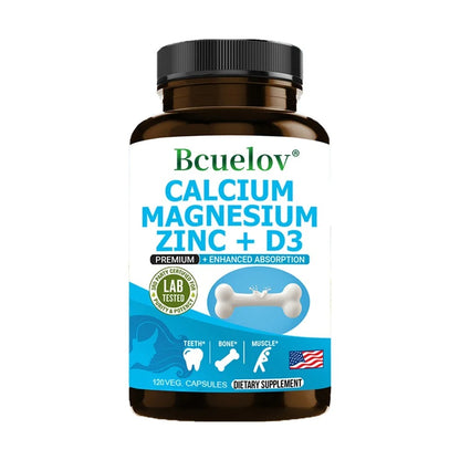 Bcuelov Calcium Magnesium Zinc & Vitamin D3 Capsules for Immune System, Bone, Nervous System Health Support Supplement Non-GMO