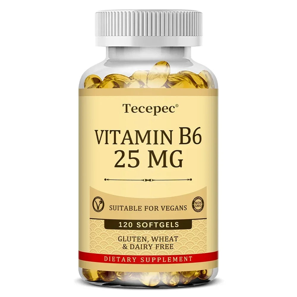 Vitamin B6 Supplement 25 Mg - Supports Energy Metabolism, Heart & Nervous System Health - Vegan Capsules, Gluten Free, NON-GMO
