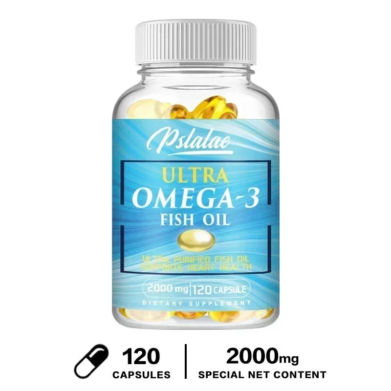 Omega 3 Fish Oil - Rich in DHA & EPA, for Brain & Nervous System, Skin and Hair Health, Antioxidants - Easy To Swallow