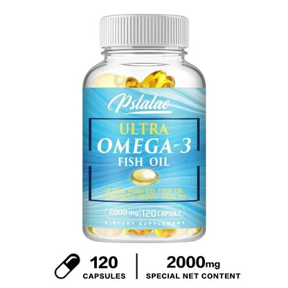 Omega 3 Fish Oil - Rich in DHA & EPA, for Brain & Nervous System, Skin and Hair Health, Antioxidants - Easy To Swallow